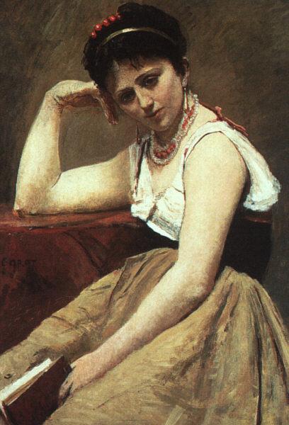  Jean Baptiste Camille  Corot Interrupted Reading oil painting image